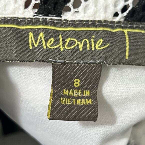 Melonie Women's White‎ Black Gemma Sleeveless Flare Dress Size 8 Cottage Whimsy. - Picture 6 of 12